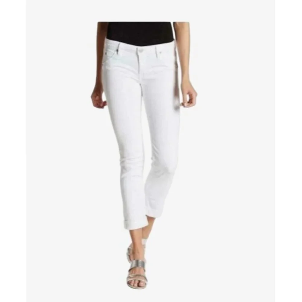 Hudson Bacara Crop Straight Cuffed Jeans Womens Size 26 White Cotton Denim - Picture 2 of 8